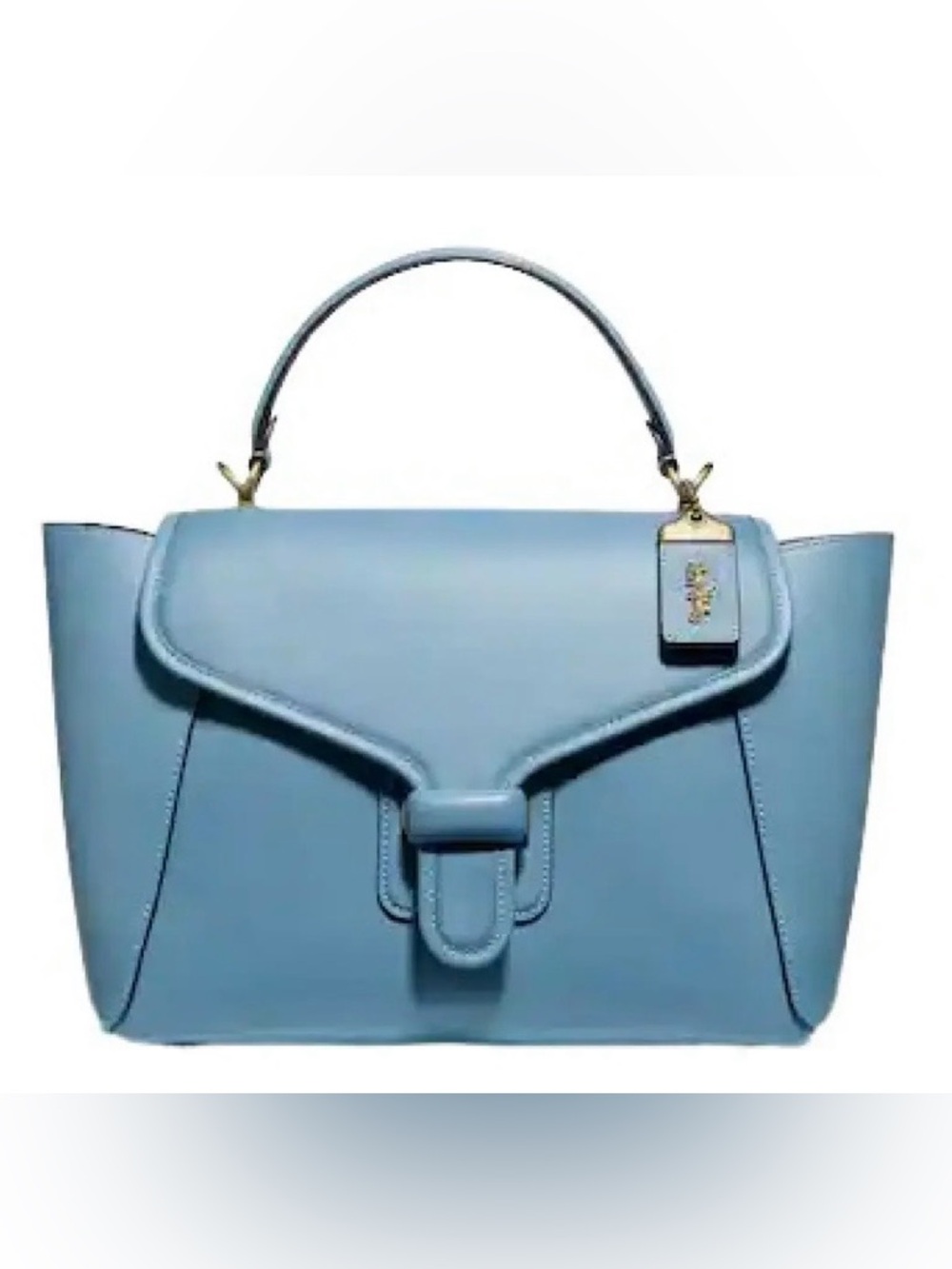 Coach Courier Carryall Pacific Blue Leather Crossbody Satchel - Picture 3 of 11